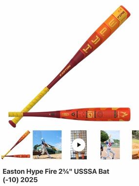 Easton Hype Fire Youth Baseball Bat - Red, Orange, Yellow with Yellow Grip